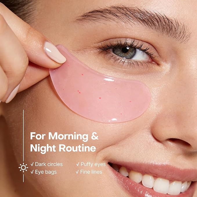 dewyhour Collagen Firming Hydrogel Patches With Retinol & Vitamin C- Under Eye Patches for Puffy Eyes & Dark Circles, Moisturizing Eye Mask with Caffeine & Hyaluronic Acid, Gentle Korean Skincare