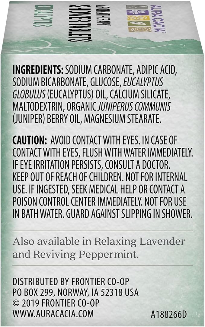 Aura Cacia - Purifying Eucalyptus Shower Tablet |Pure Essential Oils | Contains 3 Individually-Wrapped 1 oz. Tablets