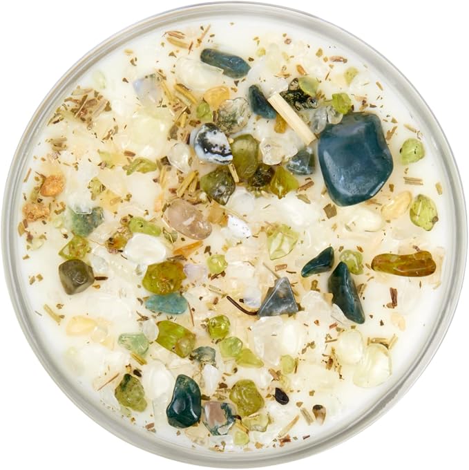 Spring Candle by New Moon Beginnings - Rosemary & Citrus Candle - Soy Candle - All Natural Aromatherapy Essential Oil Candle - Herb & Crystal Candle - Energy Cleansing Candle - 12 oz Glass Jar
