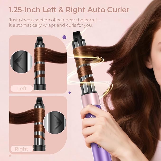 Vincofy 7-in-1 Hair Dryer Brush and Hair Styler Set – Fast Drying, Curling, Straightening & Volumizing – Hot Air Styling Tool with No Heat Damage – for All Hair Types – Purple
