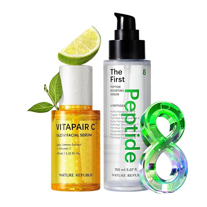 Nature Republic Vitapair C Glow Peptide Serum Set - Korean Vitamin Skincare, Triple Hyaluronic Acid Complex, Cleaner Skin, Hydrating, Niacinamide, Lightweight For All Skin Types