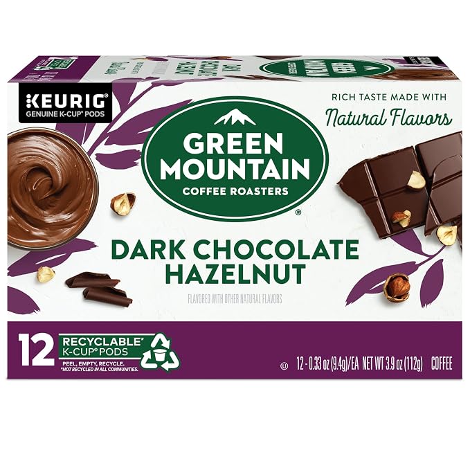 Green Mountain Coffee Roasters Dark Chocolate Hazelnut Coffee, Keurig Single Serve K-Cup Pods, 72 Count (6 Packs of 12)
