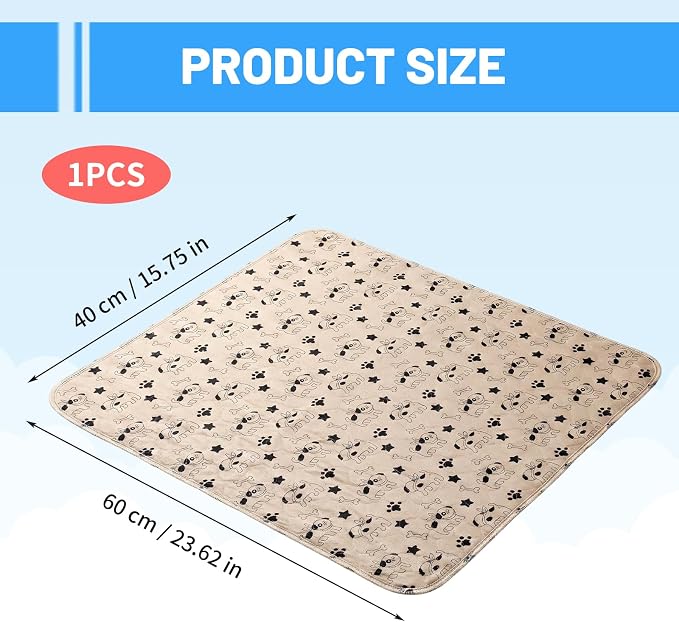 Puppy Pads with Pheromones, Reusable Washable Pet Training Pads, Leak-Proof Odor Control for Indoor Use, Car Seat and Furniture Protection, 15.75 x 23.62 Inches Brown