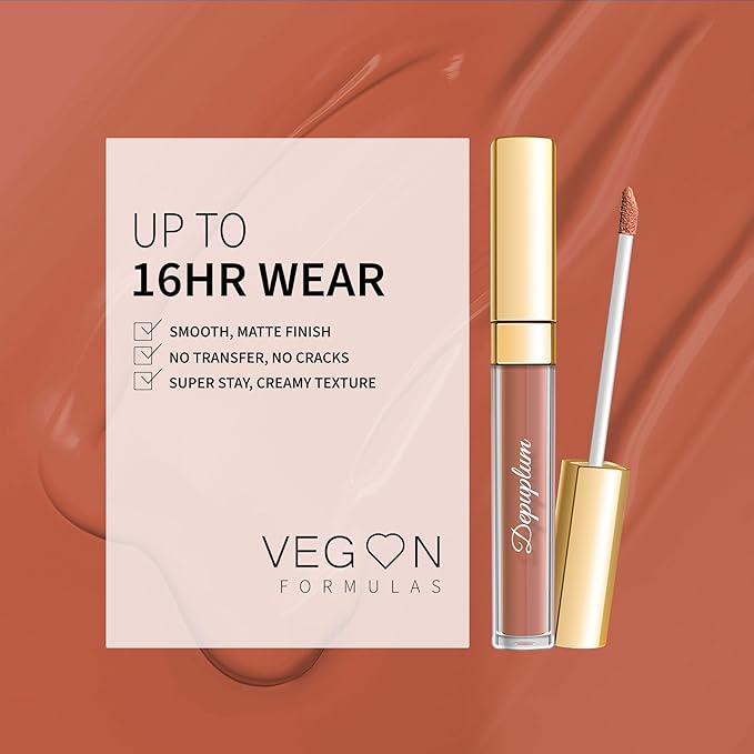 Coral Lipstick Matte for Women Super Stay Long Lasting Lipstick Smudge Proof No Transfer Liquid Lipsticks Cruelty Free Lip Makeup, DM19 Coral Nude