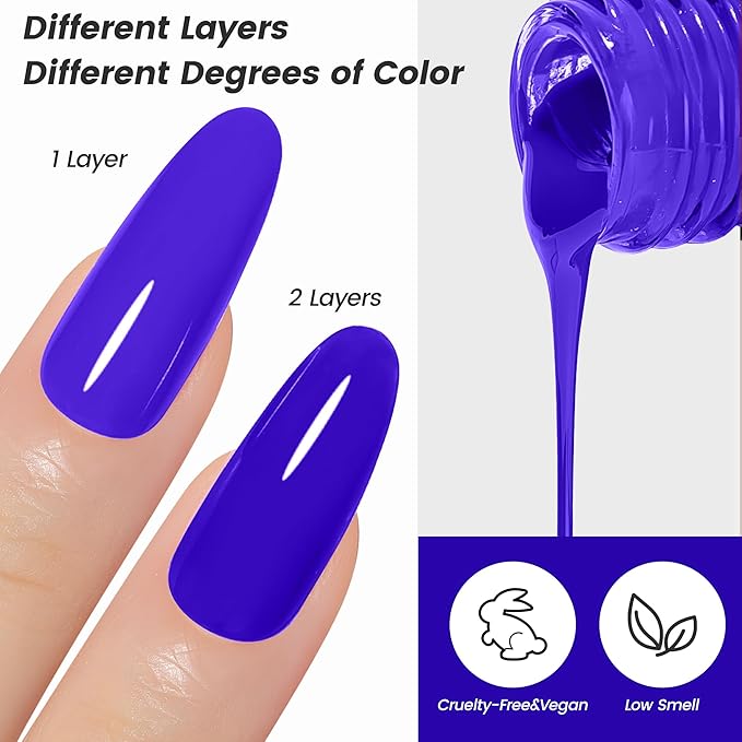 YTD Likomey Klein Blue Gel Nail Polish,15ml Salon Home DIY Manicure and Pedicure Ultramarine Electric Blue Fall Winter Soak Off UV Color Varnish,CS004