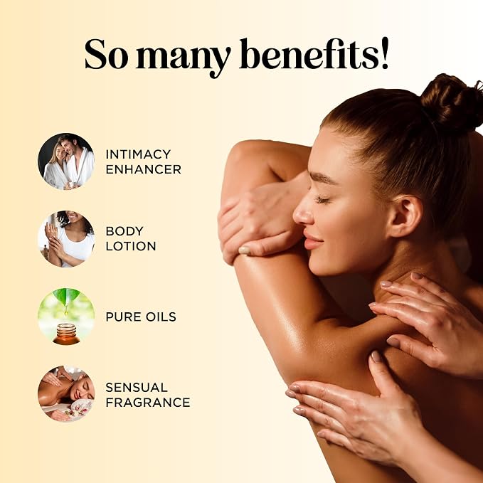 Luxurious Vanilla & Tropical Passions Massage Oil Set - Aromatherapy Full Body Massage Oil for Couples Bundle with Naturally Scented Vegan & Non GMO Ingredients (8 Fl Oz Each)