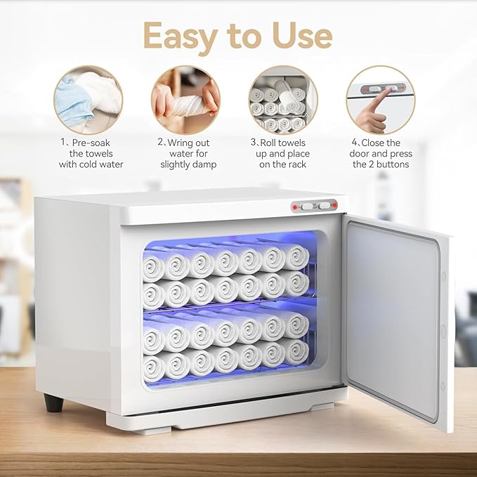 23L Hot Towel Warmer Spa, Large 2-in-1 Spa Towel Warmers for Facials Esthetician, Towel Warmer Cabinet Towel Heater for Barber, Salon(White)