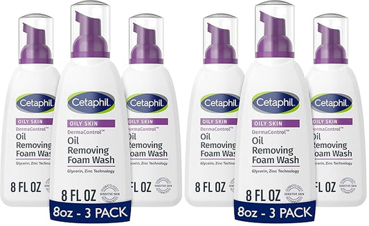 Cetaphil Pro Oil Removing Foam Wash,Foaming Facial Cleanser,Fragrance Free Formula Suitable for Sensitive Skin,8 Fluid Ounce,(Pack of 6)