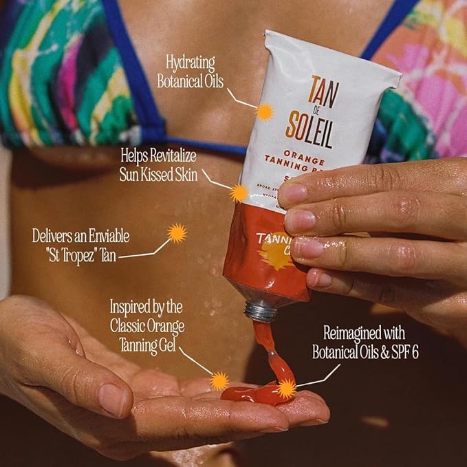 Tanning Club Tan De Soleil 2-Pack – SPF 6 Sun Tanning Lotion (100 ml each) – Hydrating Orange Tanning Balm with Shea & Cocoa Butter for an Instant Glow & 80-Minute Water-Resistant Sun Care