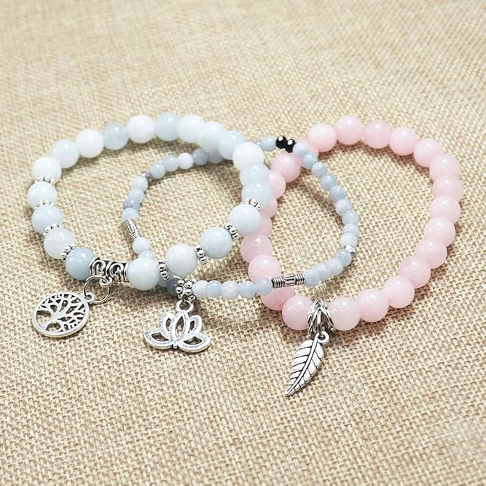 UEUC Tree of Life Yoga Healing Stone Bracelets,Multilayer Lotus Chakra Stone Reiki Bracelet Sets,Anxiety Crystal Natural Stone,for Women Stress Relief