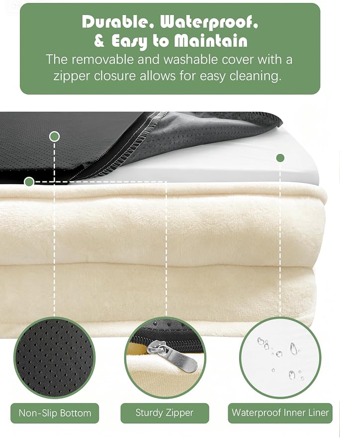 Spotted Play Orthopedic Dog Bed with Sides - Sofa Beds for Small Dogs, Supportive Foam Pet Couch Bed with Washable Removable Cover, Waterproof Lining and Non-Slip Bottom, Ivory - S