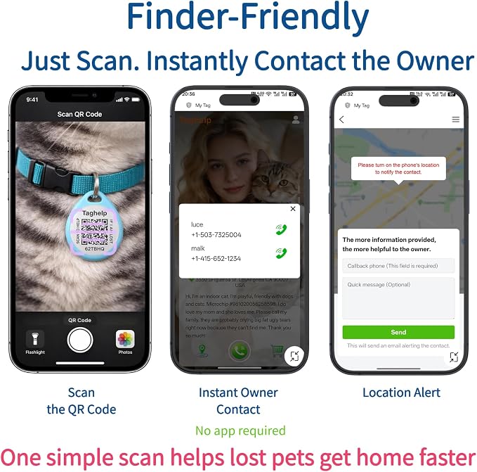 The Multi-Cat Household Kit: 5 Universal QR ID Tags. A Complete Set for All Your Cats. Scan for Instant Call & Vet Info - No Subscription Ever (5 Colours, for cat - 1")
