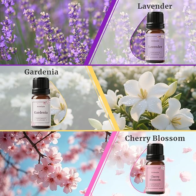 Floral Essential Oil Set, Fragrance Oils for Diffuser, Soap, Candle Making | IFRA Certified, 10ml* 6 Premium Diffuser Essential Oils