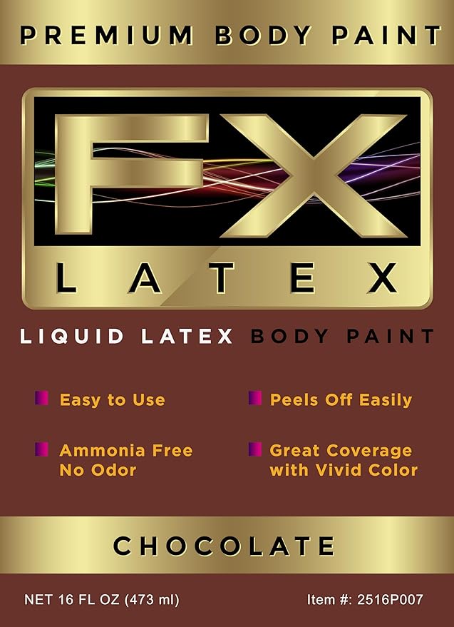 Liquid Latex - Face and Body Paint, Ammonia Free, Easy On and Off, Cosplay Makeup, Create Professional Monster, Zombie Arts 16 Oz (Chocolate)