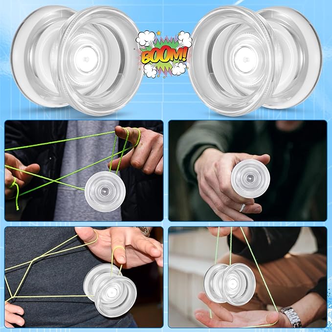 WATIEOBOO yo yo P02 Dual Mode Plastic Crystal yoyo, Responsive Yoyos Converts to Non-Responsive Yo Yo, Beginner yo-yo, and Adult Professional YoYo, Trick yoyo