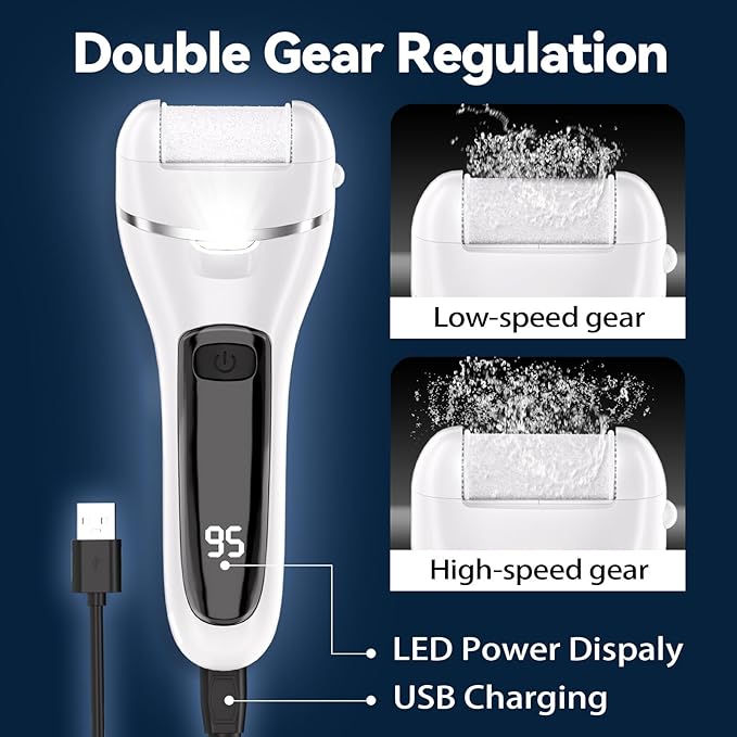 Wea&Hea Electric Callus Remover for Feet,17 in 1 Professional Pedicure Kit with 3 Roller Heads,2-Speed Rechargeable & Waterproof Foot File - Perfect for Dead Hard Cracked Dry Skin Care at Home