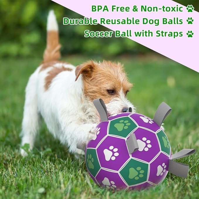 Diman Dog Balls with Straps, 7 Inch Puppy Soccer Ball for Dogs