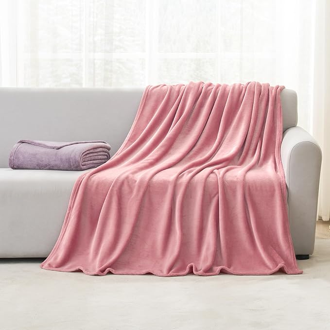 Hansleep Full Fuchsia Fleece Blanket, Soft Flannel Bed Blanket | Fuzzy Cozy Blanket 84x90 Inches, Multi-use for Bed, Sofa, Couch, Travel, Camping, All Season Warm Lightweight Cover