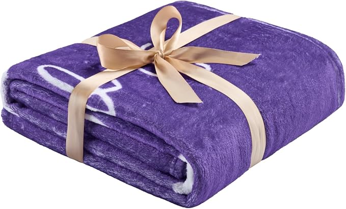 Thinking of You Gifts for Women Men – Get Well Blanket 50x60 Inch, Purple Flannel Comfort Hug Blanket, Sympathy Throw for After Surgery, Chemo, Illness, Recovery