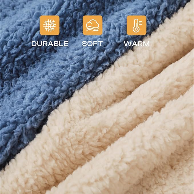 Luciphia Ultra Soft Sherpa Fleece Dog Puppy Cat Blanket for Small Pets | Calming Plush Throw for Crate, Couch, Car, Bed. Machine Washable. Puppy Essential, Cat Stuff,Haze Blue,41"x31"