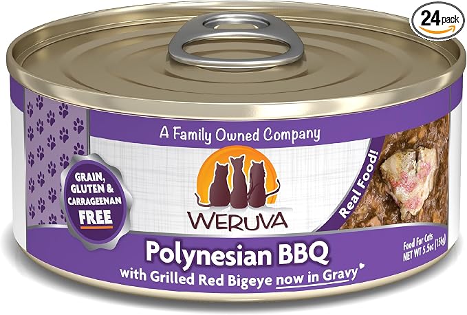 Weruva Classic Cat Food, Polynesian BBQ with Grilled Red Bigeye in Gravy, 5.5oz Can (Pack of 24)
