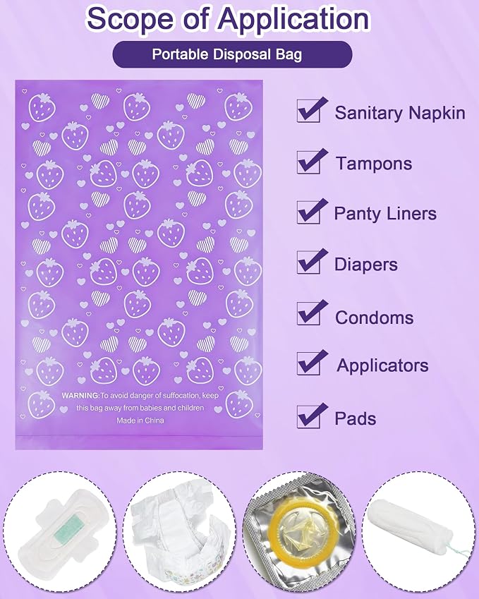 150 Pcs Sanitary Napkin Disposal Bags, ArtCute Mini Disposable Sanitary Bag Personal Care Tampons Disposal Trash Bag for Sanitary Women Privacy Handling Disposable Diaper Bags