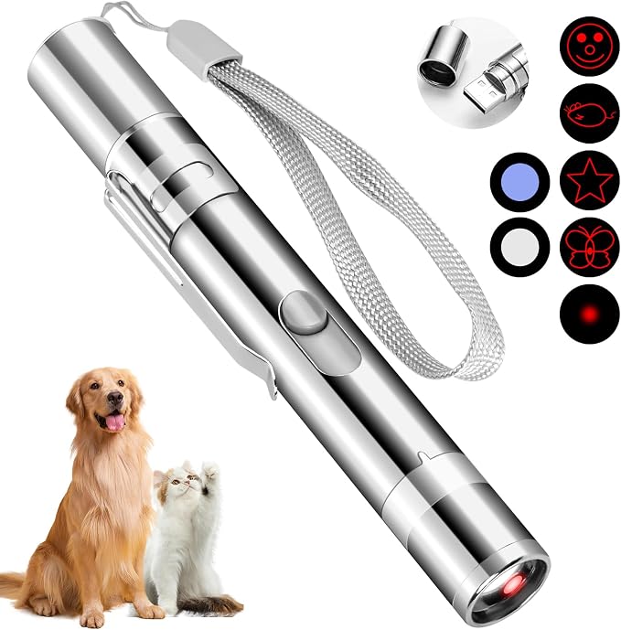 Waputne Cat Toy, USB Rechargeable, 3 Light Modes, 5 Fun Patterns, Indoor | Interactive Chase Toy; Automatic Training & Exercise Fun; Kitten Toy for Indoor Cats & Dogs