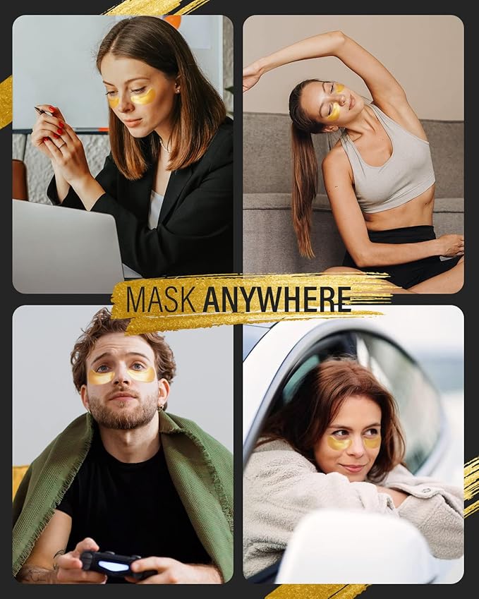 24k Gold Under Eye Patches (20 Pairs), eye mask, Collagen Skin Care Products, Eye Patches for Puffy Eyes, eye masks for dark circles and puffiness
