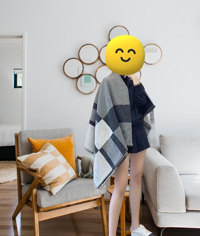 Fcteap h Blanket Soft Throw Blanket Faux Fleece Cashmere Plaid Warm Shawl Thick Knitted Plush Cozy Comfy for Women Throw Blanket for Sofa Couch Bed Queen King Size 55x66 in (Light Grey)