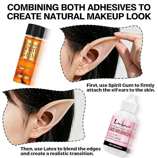 WOZUTUNT Spirit Gum Adhesive and Remover Kit with Bonus Liquid Latex - 15ml Professional Cosmetic Glue for Face, Skin, Body & SFX Makeup | Strong Hold for Bald Caps, Prosthetics, Cosplay Wig