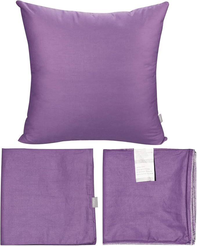 Thmyo 4-Pack 100% Cotton Comfortable Solid Decorative Throw Pillow Case, Square Cushion Cover Pillowcase Sublimation Blank Pillow Covers DIY Throw Pillowcase for Sofa(18x18 inch/ 45x45cm,Purple)