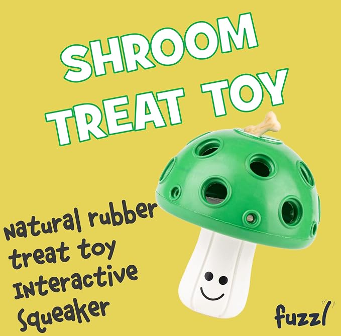 Fuzzl Eco Rubber Large Magic Shroom Puzzle Enrichment Toy - Green - Long Lasting Dog Treat Toys for Aggressive Chewers Strong Dog Toy for Dogs Durable Puppy Chew Toys