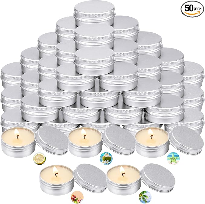 MTLEE 50 Pcs Mini Wedding Scented Candles Gift 1.57 in Small Travel Tin Candle Aromatherapy Candle for Christmas Winter Baby Shower Favors Wedding Gifts