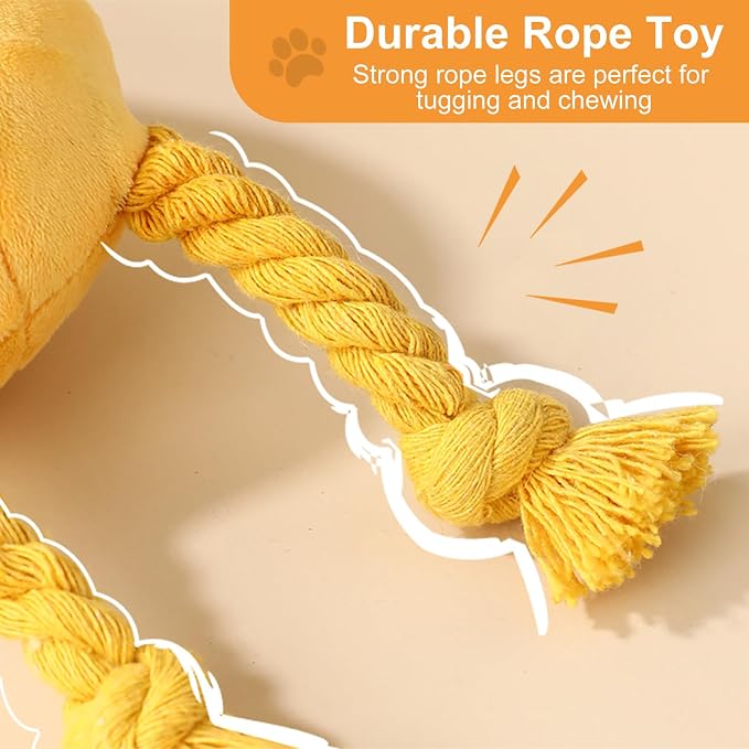 lilfrd 2 Pack Squeaky Rope Plush Dog Toys for Small Medium Puppies