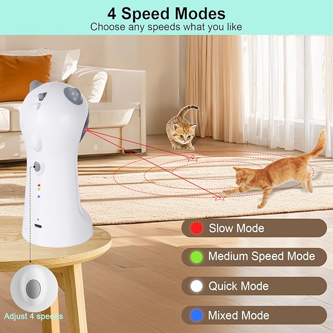TBTeek Cat Toy, Automatic Motion-Activated, 5 Fun Patterns, 4 Speed Modes | Rechargeable, Adjustable Light Angles, Random Rotating Trajectory