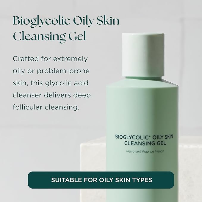Bioglycolic Oily Skin Cleansing Gel - Glycolic Acid Face Cleanser for Extremely Oily/Problem-Prone Skin - Cruelty Free - Made in the USA - 6 fl oz