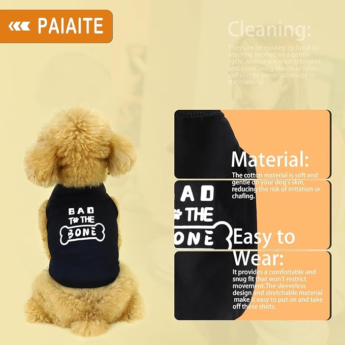 Discover Cozy Cotton Canine Wear: Soft, Lightweight, and Breathable Dog Shirt Vest with Eye-Catching Graphics(Bad to The Bone), Keeping Your Furry Friend Warm and Comfy! Grey XL