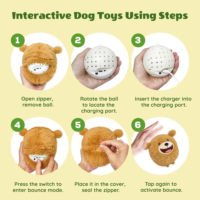 Interactive Dog Toys, Automatic Jumping Moving Dog Ball to Keep Them Busy, Squeaky Plush Chew Toys for Small/Medium/Large Dogs
