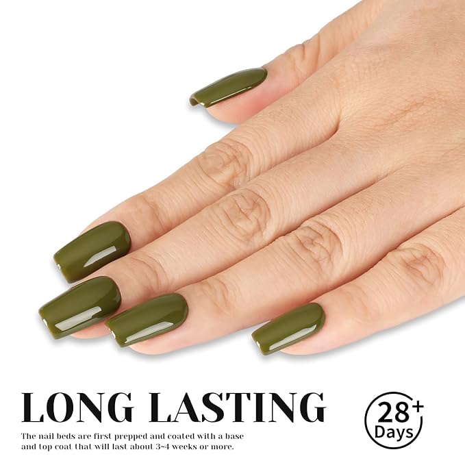 Olive Green Gel Nail Polish, 15ml UV/LED Soak Off Dark Green Gel Polish for Manicure Salon or DIY Nail Art at Home,Spring Summer Fall Colors - GP0061