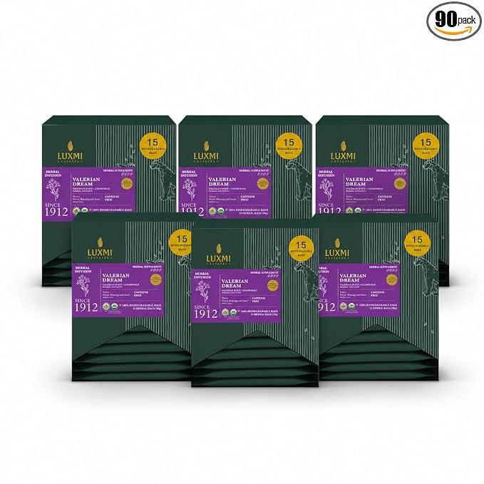 Luxmi Estates Valerian Dream Organic Valerian Root Tea (90 Tea Bags) Caffeine Free Tea Bags