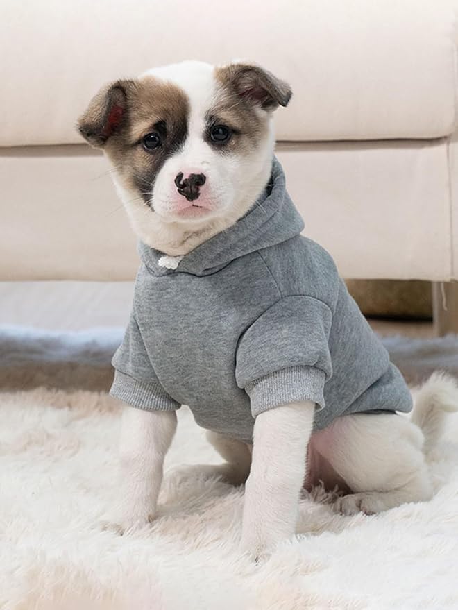 Basic Dog Hoodie Sweatshirt Puppy Sweater Warm Cat Costumes Pet Clothes for Chihuahua Puppy Kitten Small Medium Dogs Grey and Cadet Blue X-Small