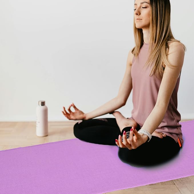 3 Pack Hot Yoga Towels with Plum Blossom Grip Dots, Non Slip Yoga Mat Towel, Super Absorbent Soft Suede Microfiber Mat Cover for Hot Yoga, Pilates, Bikram & Workout, 24" x 72", Lavender