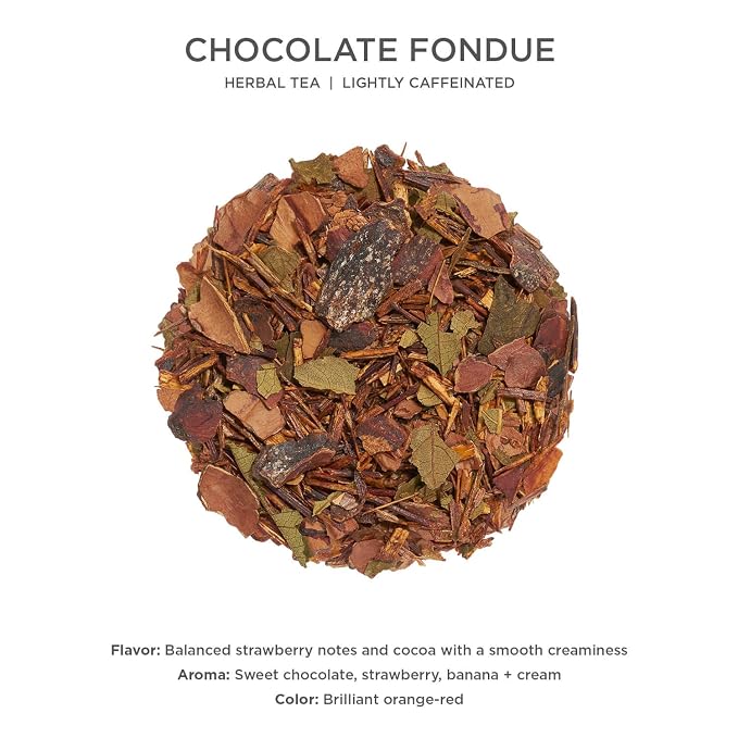 Tea Forte Chocolate Fondue Premium Loose Leaf Caffeinated Herbal Tea Blend Canister, Makes 35-50 Cups