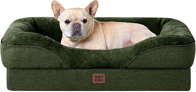 EHEYCIGA Orthopedic Dog Bed for Medium Dog, Memory Foam Dog Couch | 30x20 Inch Dog Sofa with Sides, Waterproof Liner & Washable Removable Cover, Bolster Pet Couch