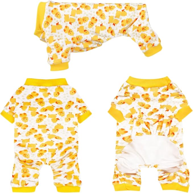 Dog Pajamas Onesie: Comfortable Four-Legged Apparel for Small, Medium, & Large Dogs, Polyester Material for Comfort, Wrinkle Resistance, Moisture Wicking, Stretchiness Cartoon Duck 3XL