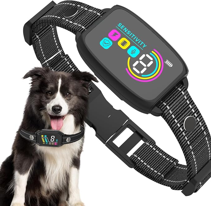Smart AI Dog Bark Collar for Small Medium Large Dogs, Automatic Anti Barking Collar with LED Color Display, 4 Training Modes & 8 Sensitivity, IP67 Waterproof Rechargeable, No Shock