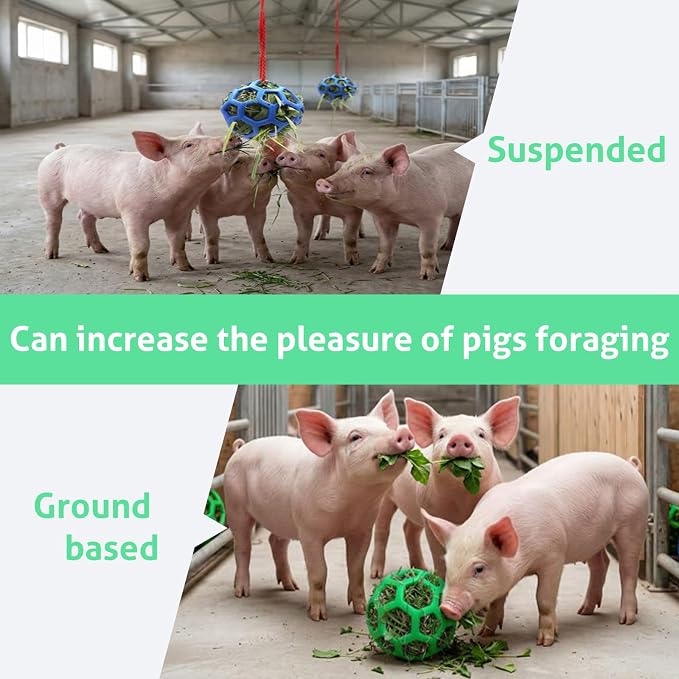2-Pack Pig Treat Ball Toy – Chew Feed Ball with Hanging Rope