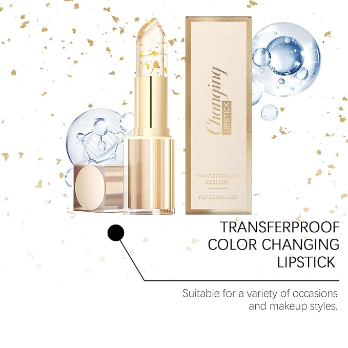 Gold-plated glitter is transparent, thermochromic, nourishing and moisturizing lipstick, which does not fade, stick to cups or be greasy. (Color-changing nourishing lipstick)