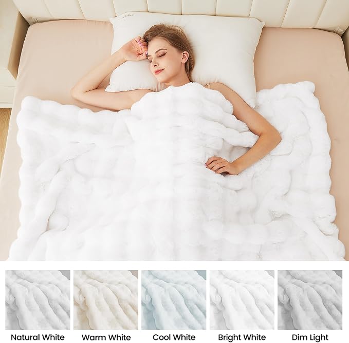 ORINOVA White Soft Twin Fluffy Blanket for Bed Living Room Furry Faux Fur Bed 60x80 Thick Fuzzy Throw Blanket Cozy Home Decor Gifts 860 GSM