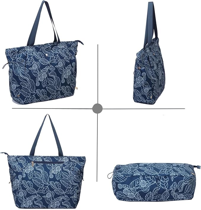 ESVAN Yoga Tote Bag for Women Drawstring Canvas Shoulder Bags for Workout Travel Carryall Pilates Gym and Beach